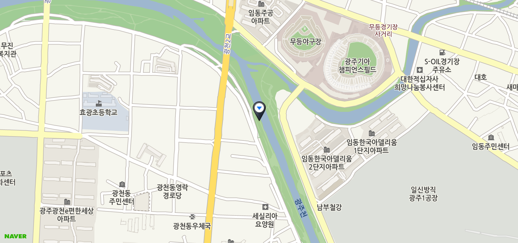광주천 자전거길 위치 지도 이미지